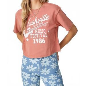 NEW BAEVELY BY WELLMADE nashville music fest cropped tee in salmon